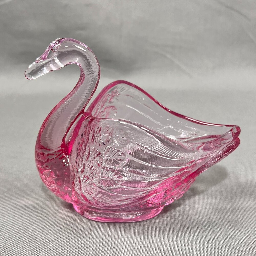 Fenton Pink Glass Swan Candy Dish - Picture 7 of 13